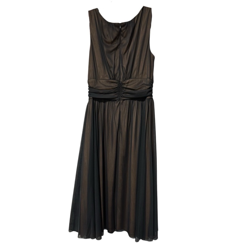 Connected Apparel Black & Gold Size 12 Chiffon Overlay Fit & Flare Dress, NWOT - Picture 2 of 5